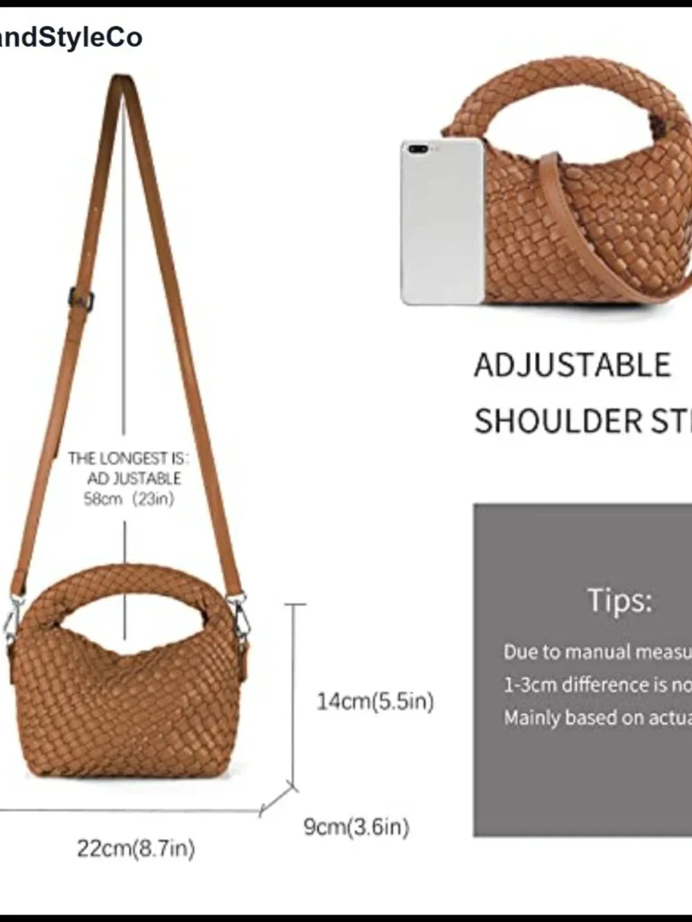 Handwoven Vegan Leather Tote Crossbody Bag with Detachable Strap